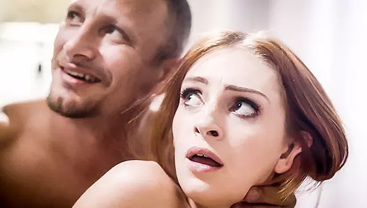 Neighbor's redheaded daughter can't refuse the horny man's taboo offer