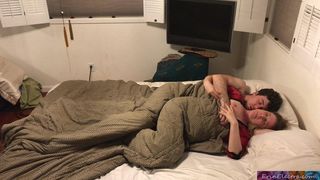 While sharing bed with stepson MILF convinces him to have quick fuck