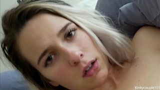 Young beauty brings hands and pussy into play to satisfy the stepdad