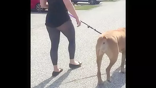 Nice Voyeur XXX Video - Taking my big ass girlfriend and doggo for a walk